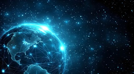 Digital Globe with Connecting Lines and Futuristic Icons.