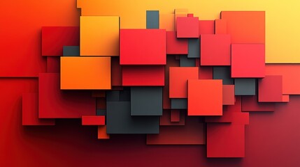 Abstract Red and Orange Squares