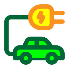 electric car, electric vehicle, eco car, electric, transportation, car, vehicle, zero emissions, ev colored outline icon