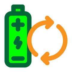 rechargeable battery, battery charge, battery, recycle, rechargeable, electric battery, cycle life colored outline icon