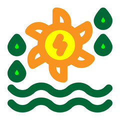 water turbine, water energy, hydro, water, turbine, electric, power, energy colored outline icon