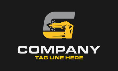 Initial Letter G Drill Logo, Stone Crusher Drill, Logo Design