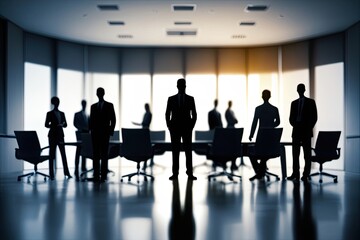 Business Leaders Teamwork Planning in Blurred Conference Room Background