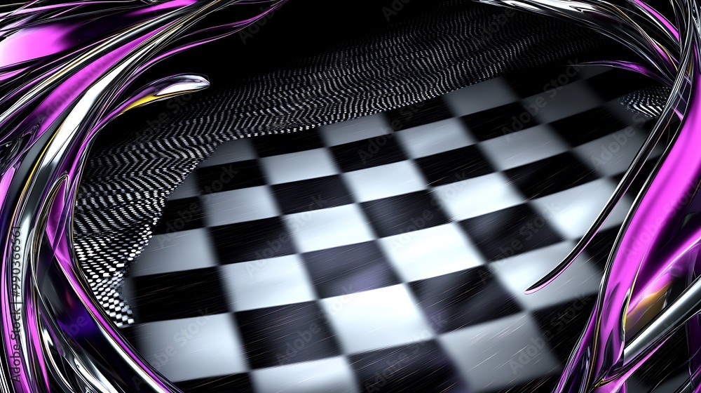 Aufkleber abstract checkered background with metallic swirls.