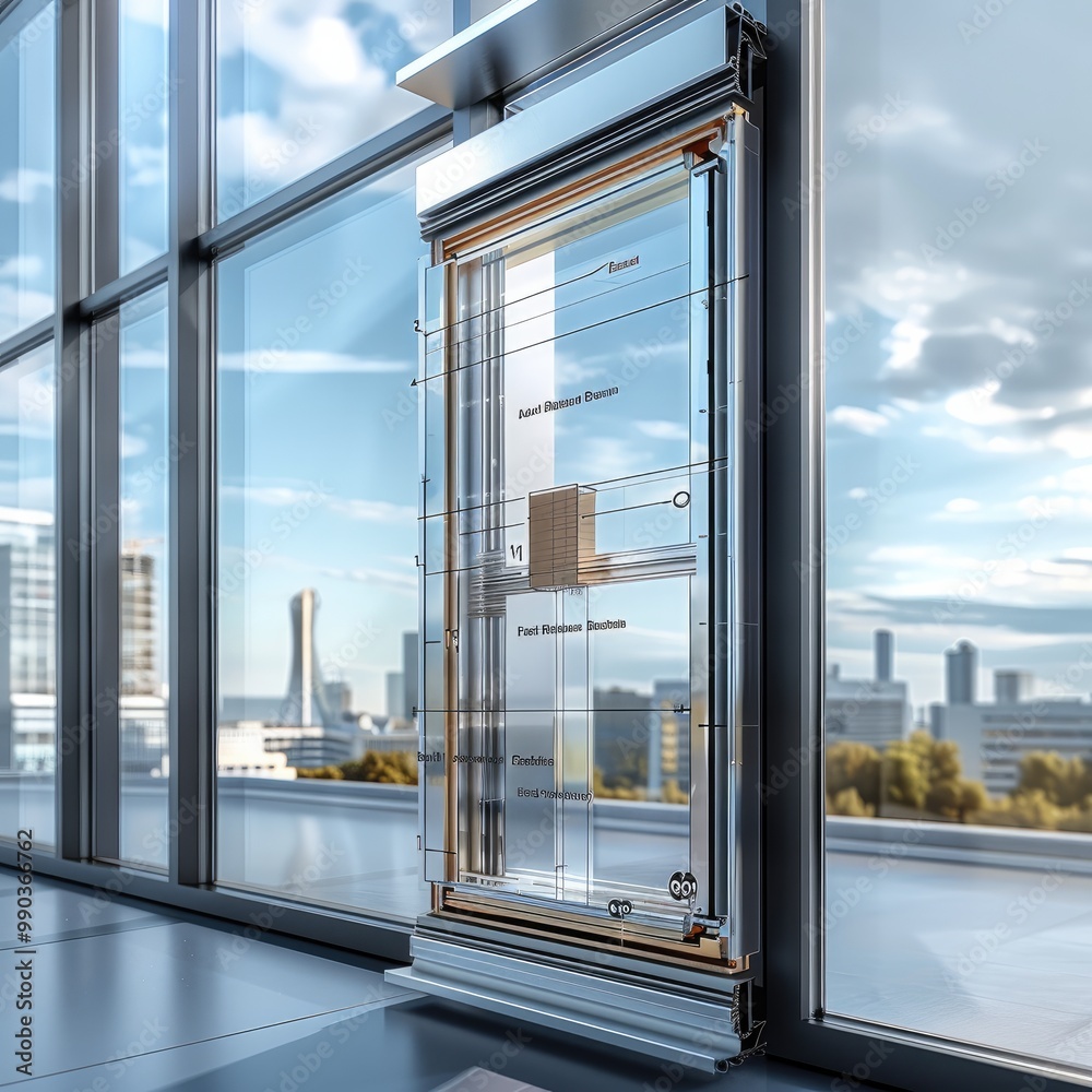 Poster side-by-side aluminum and pvc window sections, with labels identifying key features such as thermal 