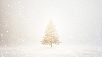 Minimalist Christmas Brochure with Elegant Tree Silhouette and Soft Snow