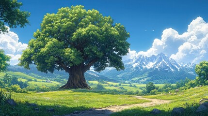 Obraz premium Tranquil Mountain Valley Landscape