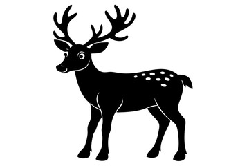 Deer silhouette, Christmas reindeer vector, deer icon