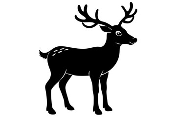 Deer silhouette, Christmas reindeer vector, deer icon