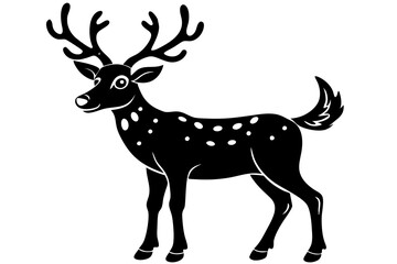 Deer silhouette, Christmas reindeer vector, deer icon