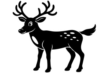 Deer silhouette, Christmas reindeer vector, deer icon