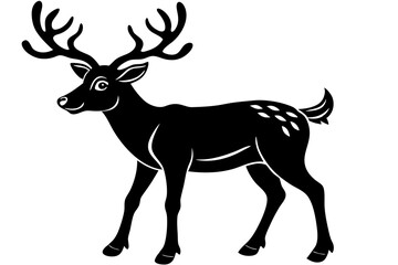 Deer silhouette, Christmas reindeer vector, deer icon
