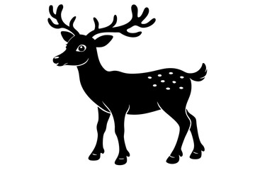Deer silhouette, Christmas reindeer vector, deer icon
