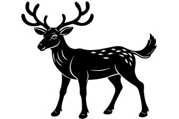 Deer silhouette, Christmas reindeer vector, deer icon