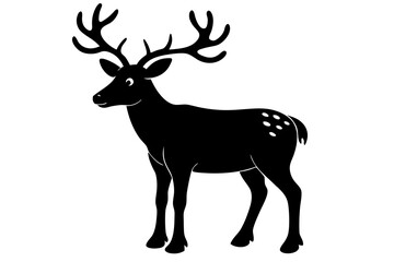 Deer silhouette, Christmas reindeer vector, deer icon