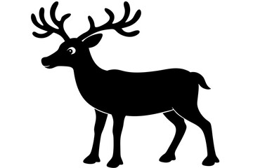 Deer silhouette, Christmas reindeer vector, deer icon