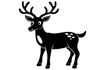 Deer silhouette, Christmas reindeer vector, deer icon