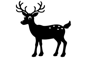 Deer silhouette, Christmas reindeer vector, deer icon