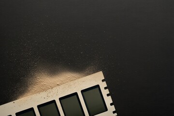Obraz premium Textured and Aged Film Negative Surface with Grain and Dust Effect Against Charcoal Background