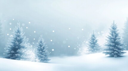 Fototapeta premium Minimalist Christmas Banner with Snowy Landscape and Text Space