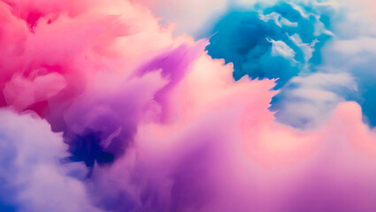 A soft abstract background with pink and rainbow hues featuring delicate bokeh effects, feather-like textures, and a watercolor design, evoking the beauty of nature and the softness of a fluffy boa
