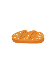 Sesame bread on white background, space for text, copy space