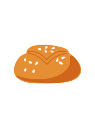 Fresh round bread on white background