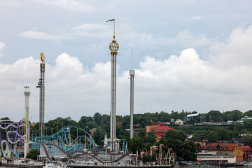 Obraz premium View on Tivoli Grona Lund in Stockholm. Sweden