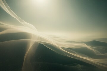Timeless Ethereal Dream Landscape with Gentle Light Cascades and Cinematic Grain Effect