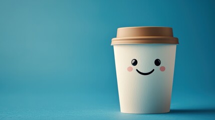 Cheerful Disposable Coffee Cup with Smiling Face