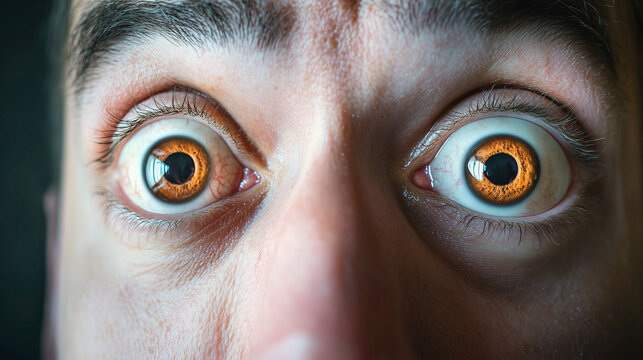 Man eye wide open in Shock in the Moments Surprise
