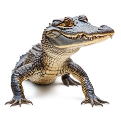 Fototapeta premium A Crocodile (portrait, standing), animal bundle isolated on a white background 