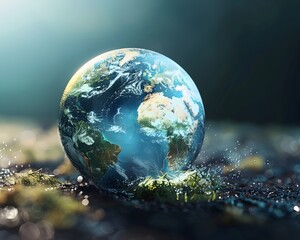 Fragile Glass Globe Representing Earth s Delicate Ecosystems and Environmental Care