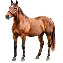 Fototapeta premium A brown horse (portrait, standing), animal bundle isolated on a white background 