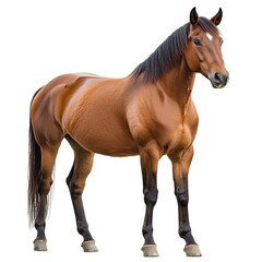 Obraz premium A brown horse (portrait, standing), animal bundle isolated on a white background 