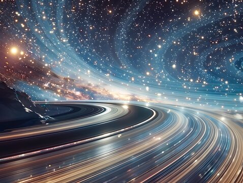 Mesmerizing Cosmic Kaleidoscope of Saturn s Radiant Rings Reflecting Starlight - Powered by Adobe