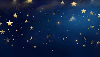 Fototapeta premium Navy blue background with a soft gradient and twinkling golden stars, evoking a sense of calm and wonder, perfect for a peaceful night or festive setting