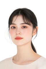 Glowing Close-Up Portrait of a Young Woman with Sleek Hair