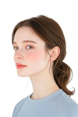 Fototapeta premium Glowing Close-Up Portrait of a Young Woman with Sleek Hair