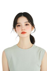 Fototapeta premium Glowing Close-Up Portrait of a Young Woman with Sleek Hair