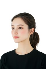 Fototapeta premium Glowing Close-Up Portrait of a Young Woman with Sleek Hair