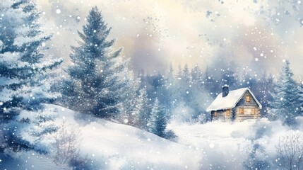 Fototapeta premium A Beautifully Designed Christmas Brochure Featuring a Charming Winter Scene, Perfect for Your Festive Message
