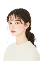Fototapeta premium Glowing Close-Up Portrait of a Young Woman with Sleek Hair