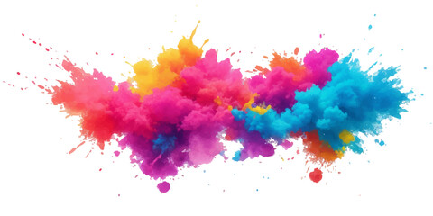 Multicolor powder explosion on White background. Colored cloud. Colorful dust explode. Paint Holi. colorful rainbow Holi paint color powder explosion with bright colors isolated white background.	