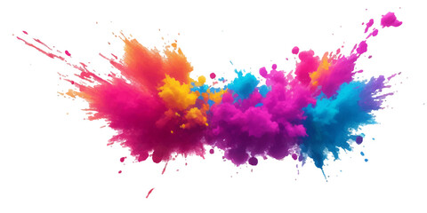 Multicolor powder explosion on White background. Colored cloud. Colorful dust explode. Paint Holi. colorful rainbow Holi paint color powder explosion with bright colors isolated white background.	