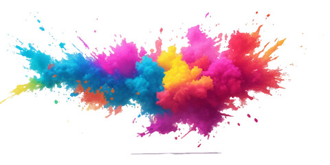 Multicolor powder explosion on White background. Colored cloud. Colorful dust explode. Paint Holi. colorful rainbow Holi paint color powder explosion with bright colors isolated white background.	