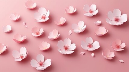 pink sakura flowers on a pink background