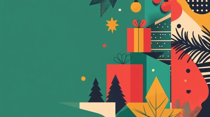 Obraz premium Celebrate in Style with a Contemporary Christmas Banner Design Highlighting Sleek Typography and Generous Space for Copy
