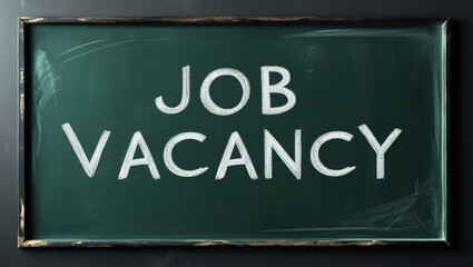 Chalkboard with Job Vacancy Written in Bold Chalk Letters
