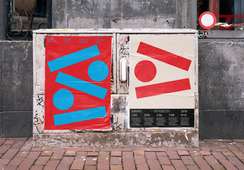 Mockup Of Two Vertical Customizable Posters On Street